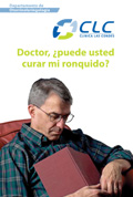 Portada del documento "Doctor, ¿puede usted curar mi ronquido?", donde aparece un hombre que se quedó dormido leyendo en el sofá