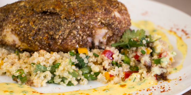 pollo crocante con quinoa